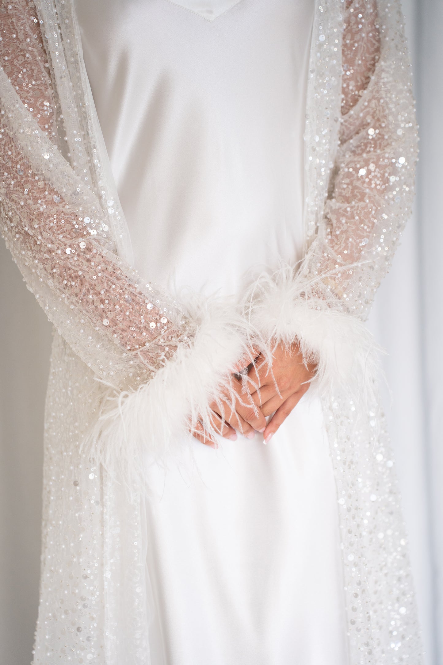 Celeste Crystal Beaded and Fur Maxi Robe