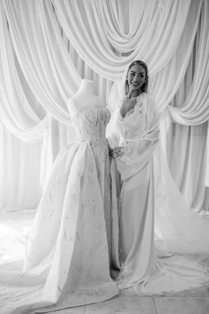 Midnight Maxi Lace Bridal Robe