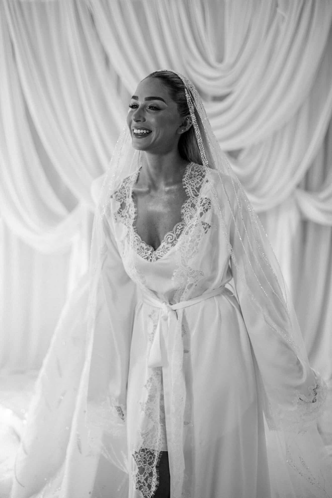 Midnight Maxi Lace Bridal Robe