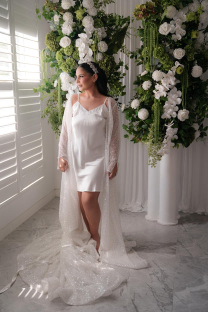 Lamiya Pearl and Crystal Beaded Bridal Robe