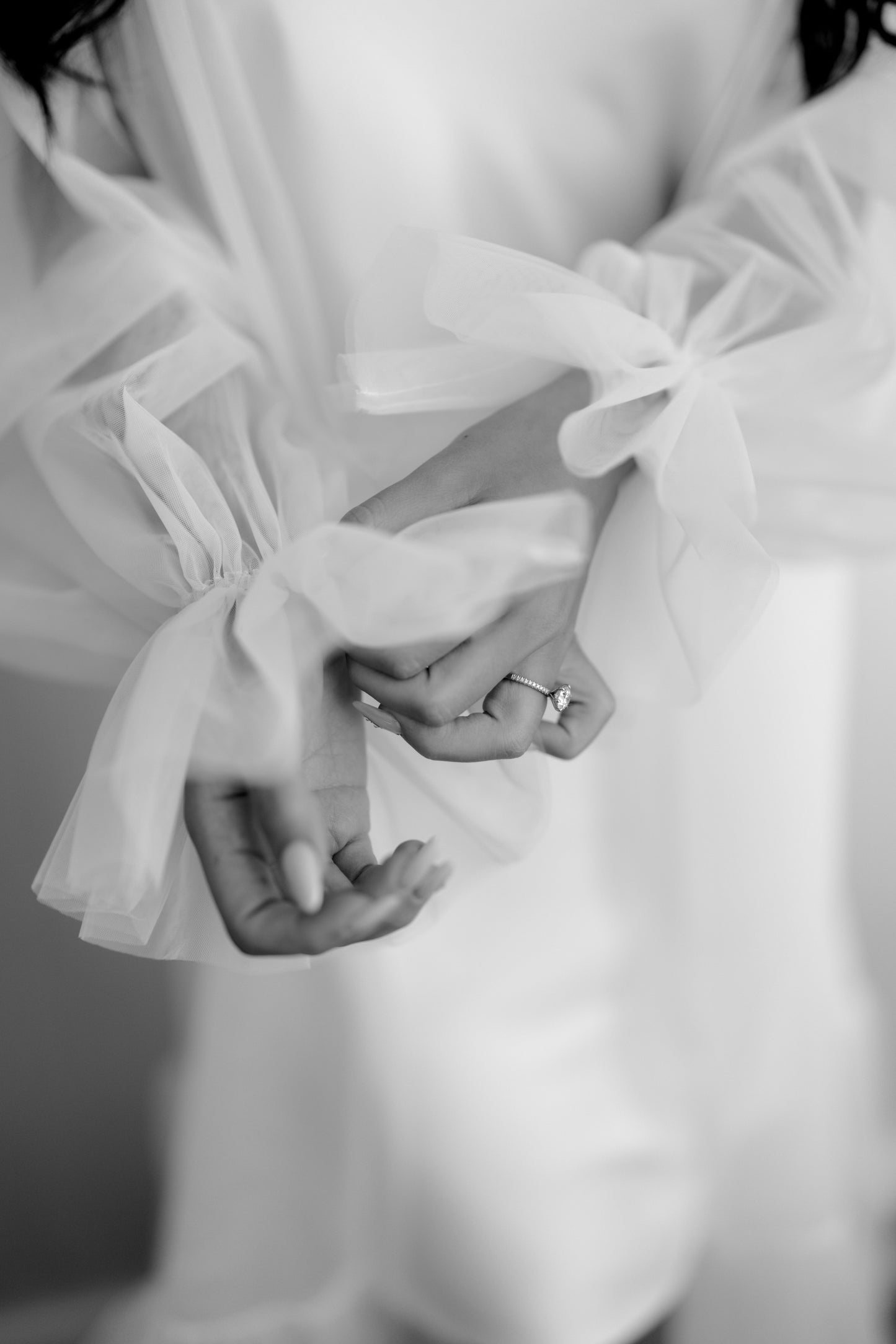 Maria Pleated Sleeves Tulle Bridal Robe