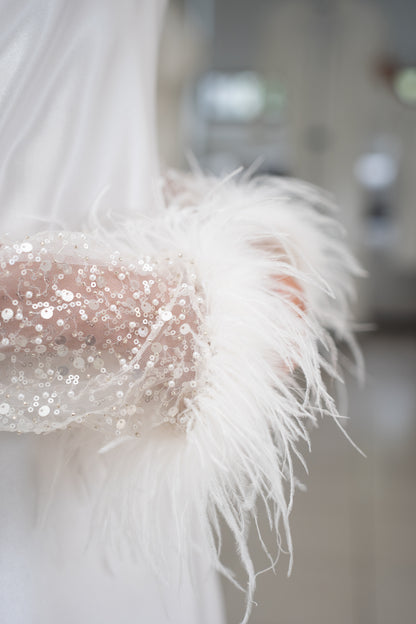 Celeste Crystal Beaded and Fur Maxi Robe