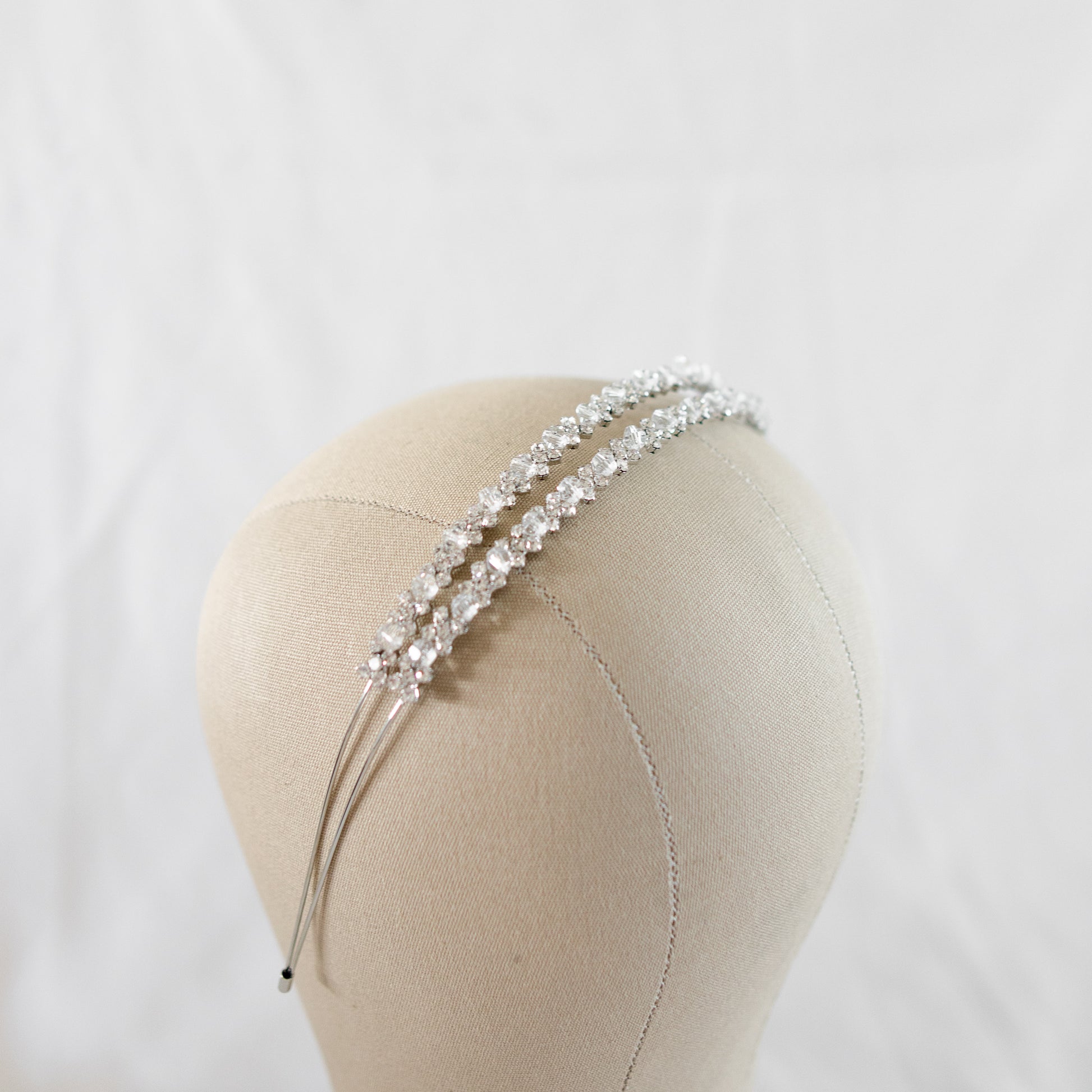 White headband with sparkling crystal beads